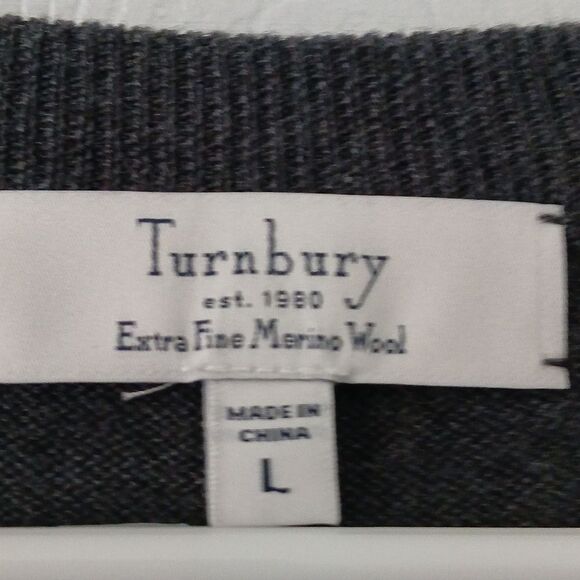 Turnbury Mens 100% Extra Fine Merino Wool V-neck sweater vest Sz L NWOT - Picture 4 of 7